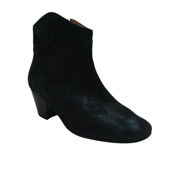 Isabel Marant Dicker Black Calfskin Leather Boho Western Ankle Boots Womens 5 - Picture 1 of 14